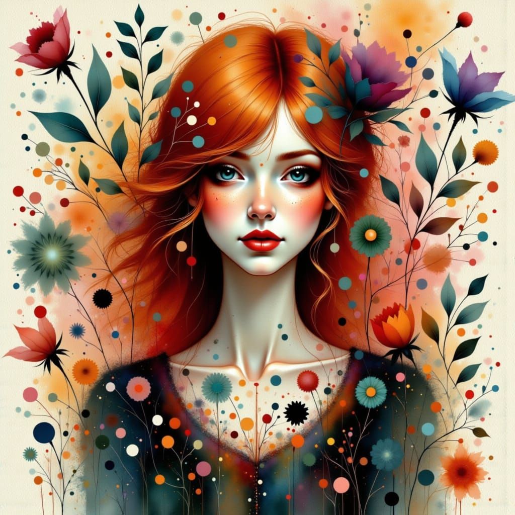 Gothic Irish Goddess in Whimsical Watercolour Dreamscapes