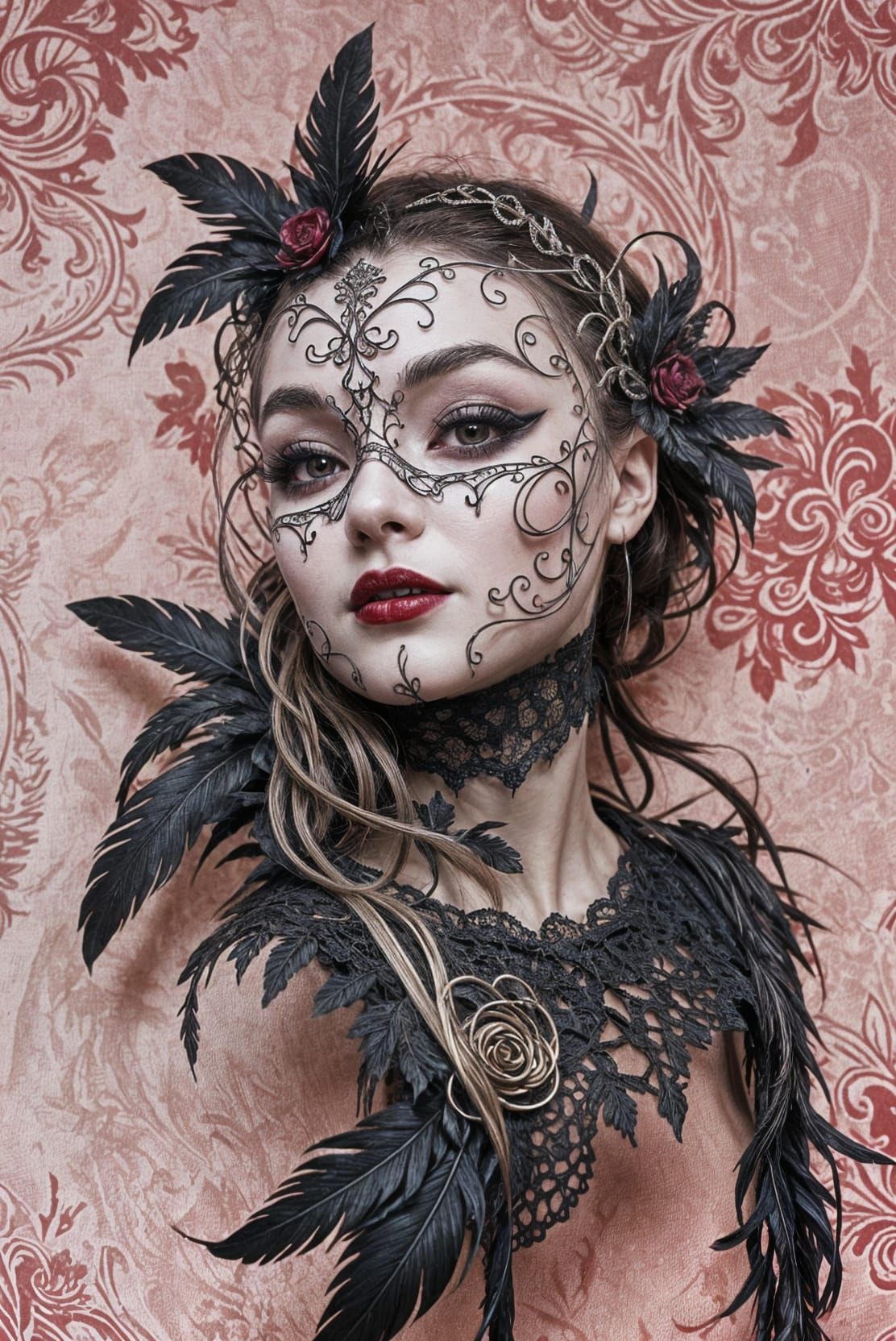 Gothic Masquerade Portrait in Intricate Ornament Style