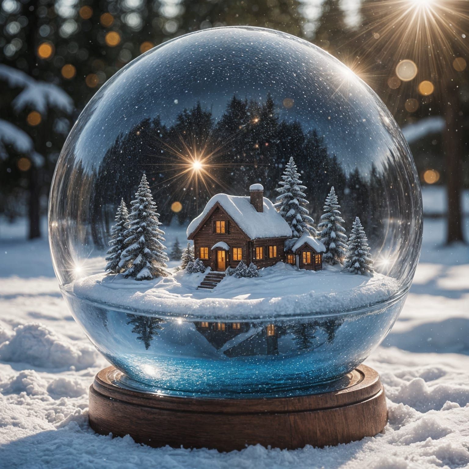 Universe Reflected in Snow Globe