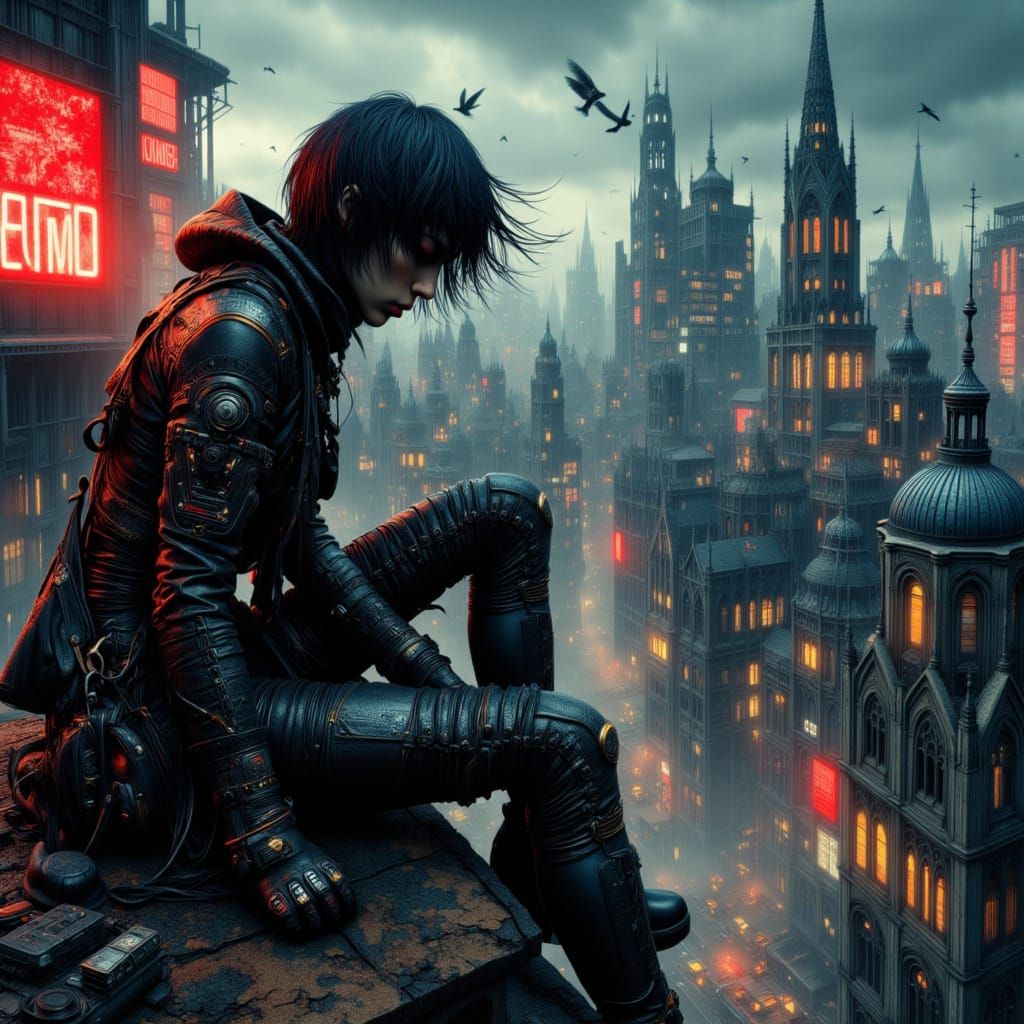 Cyberpunk Operative in Neon City Rain