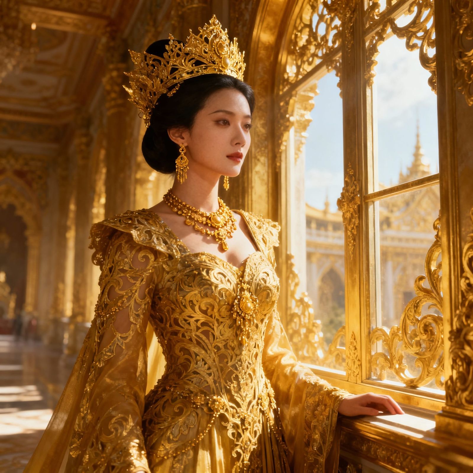 Regal Fantasy Empress in Ornate Gold Palace