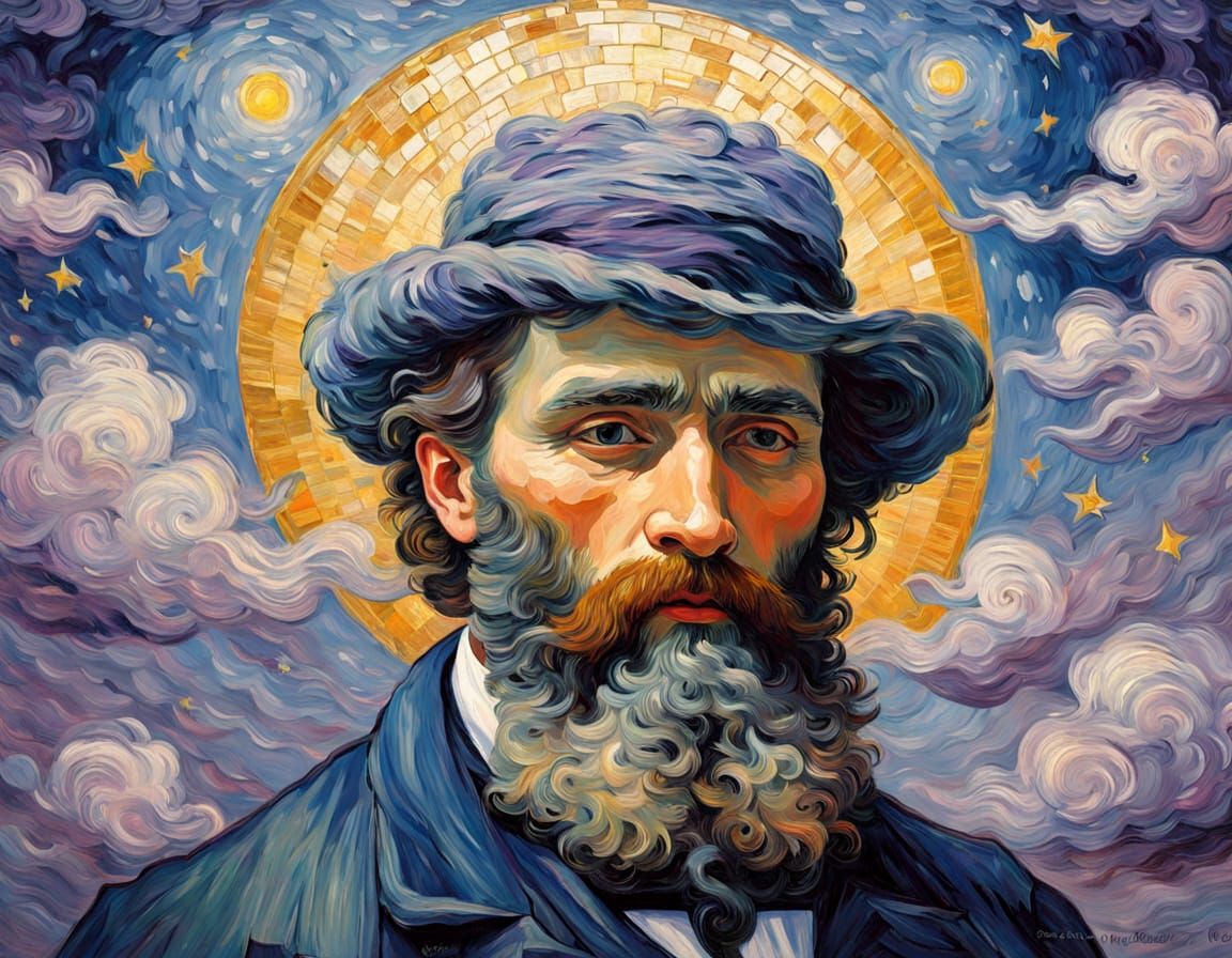 Celestial Portrait in Neo-Impressionist Style