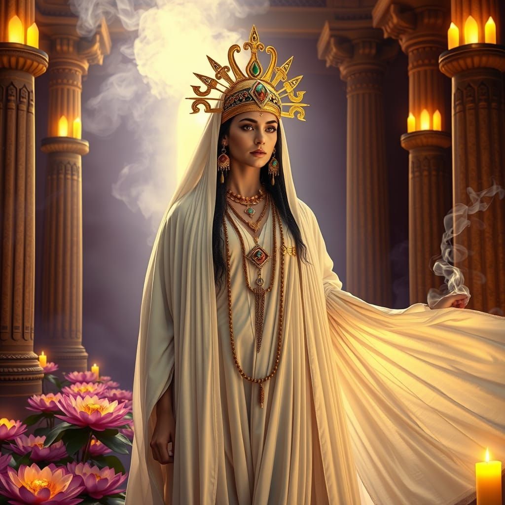 Egyptian Priestess in Art Nouveau Temple