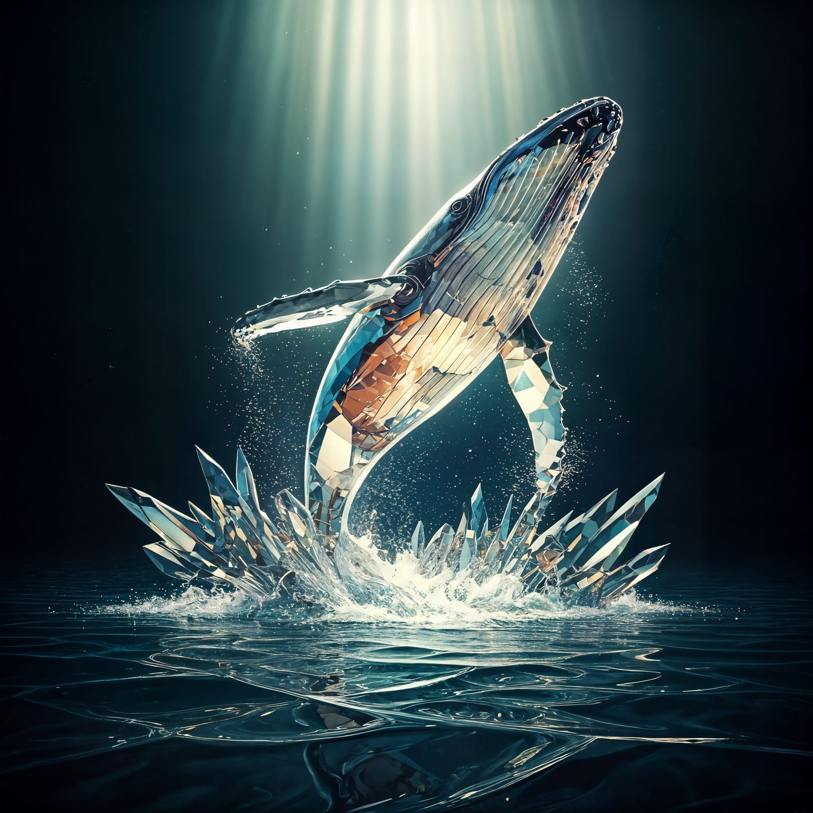 Crystal Whale in Vibrant Bioluminescent Splendor