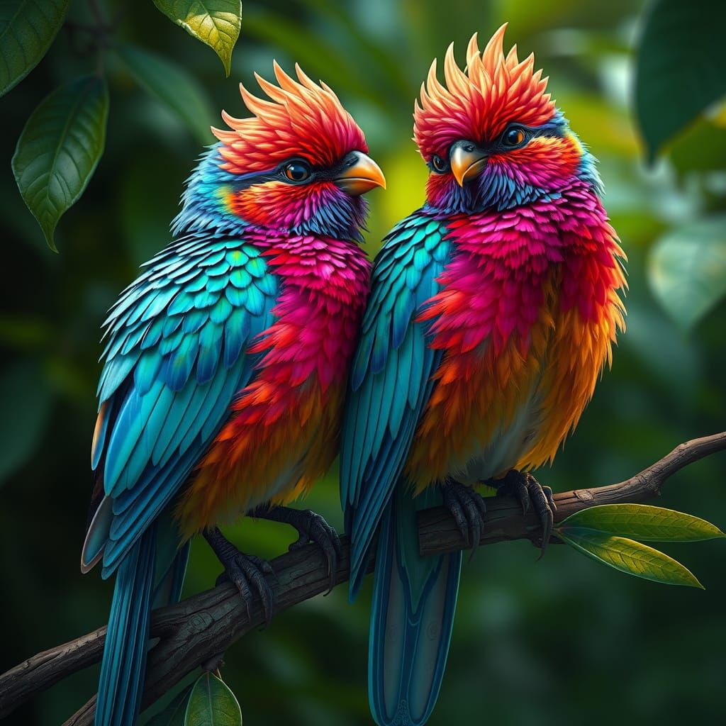 Enchanted Avian Wonders in Whimsical Art Style