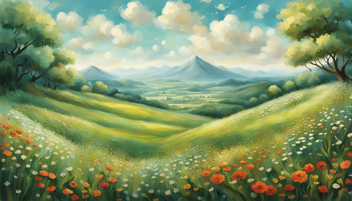 Lush Grass Landscape with Sweet Floral Scent