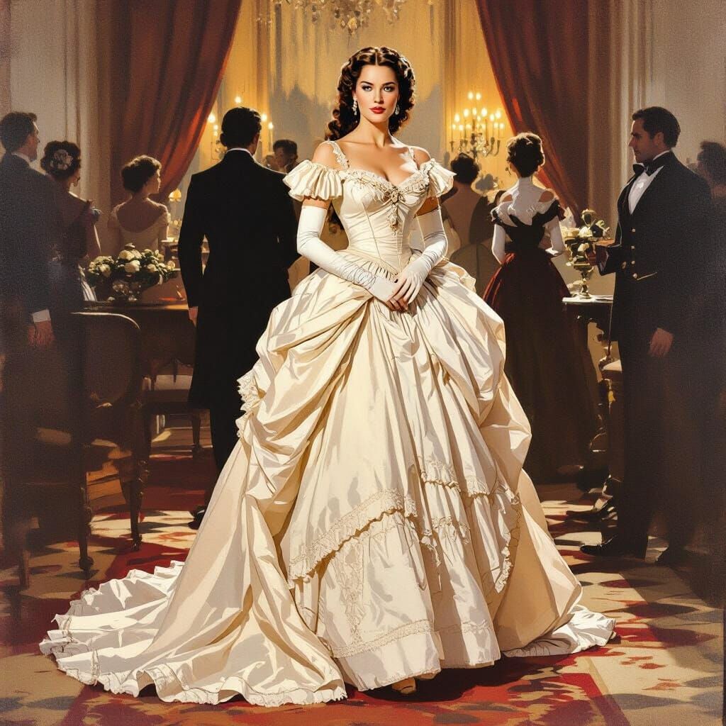 Scarlett O'Hara in Opulent Gowns, Painterly Realism