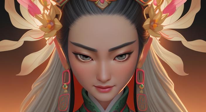 Empress Dowager Mu: Hyperrealistic Portrait in Imperial Atti...