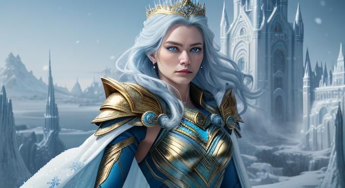 Snow Queen in Asgard: High Fantasy 3D Art
