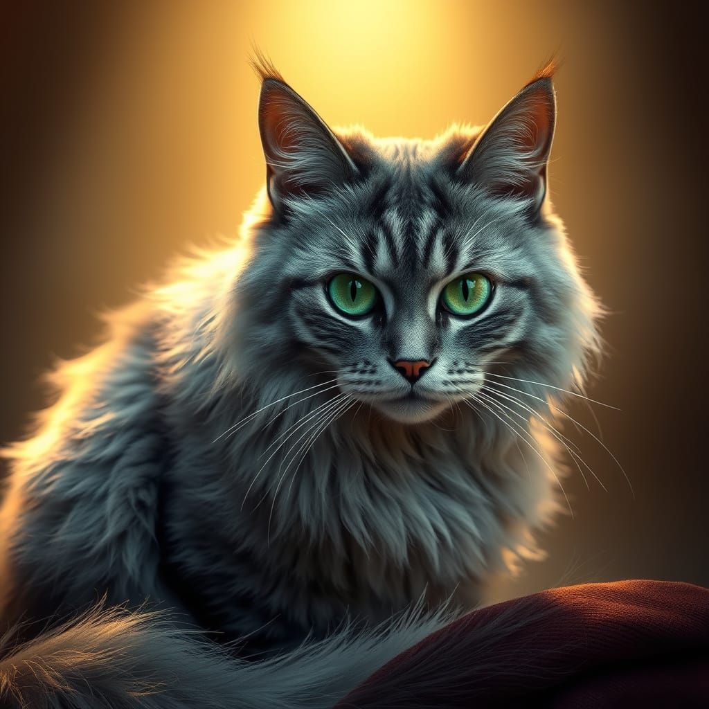 Majestic Carthusian Cat in Golden Halo