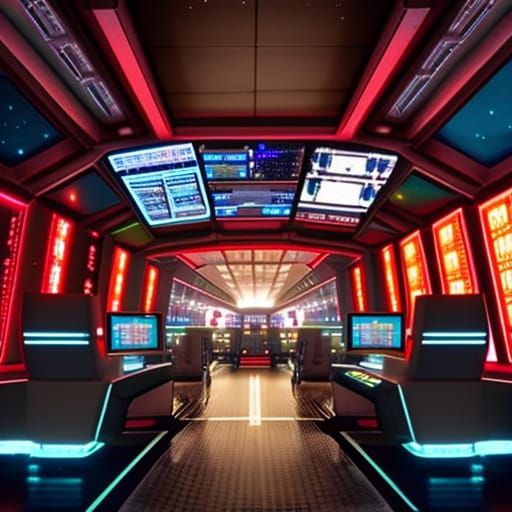 Starship Bridge with Universe Viewscreen