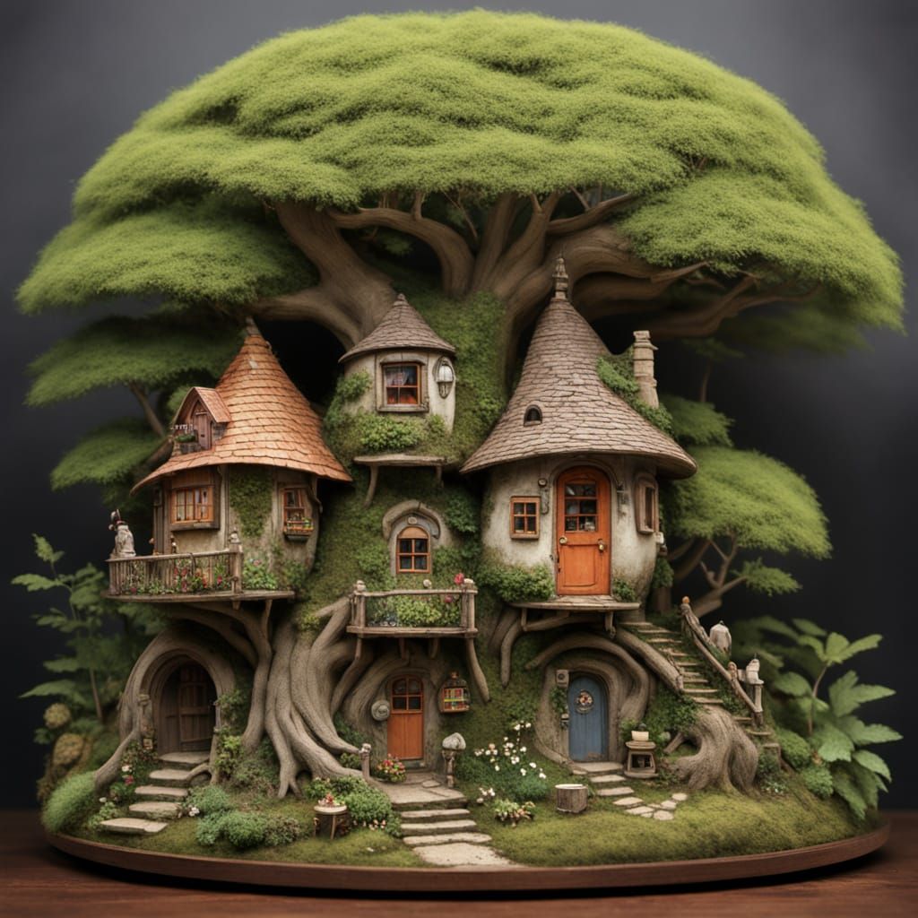 Bustling Miniature City Inside a Giant Acorn