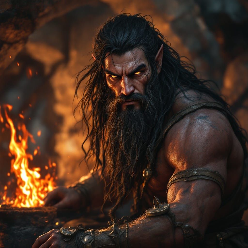 Battle-Crafted Centaur Blacksmith in Fiery Forge