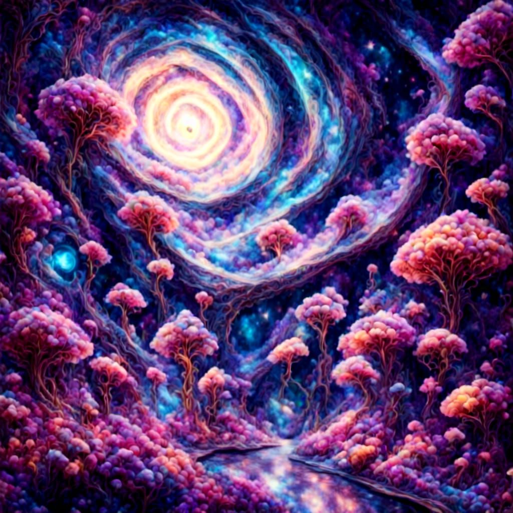 Epic Cosmic Playground in Stained Glass Style