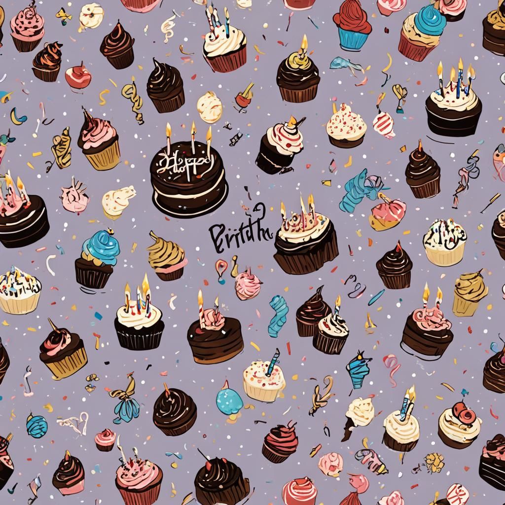 Celebratory Birthday Cake with Candles and Decorations