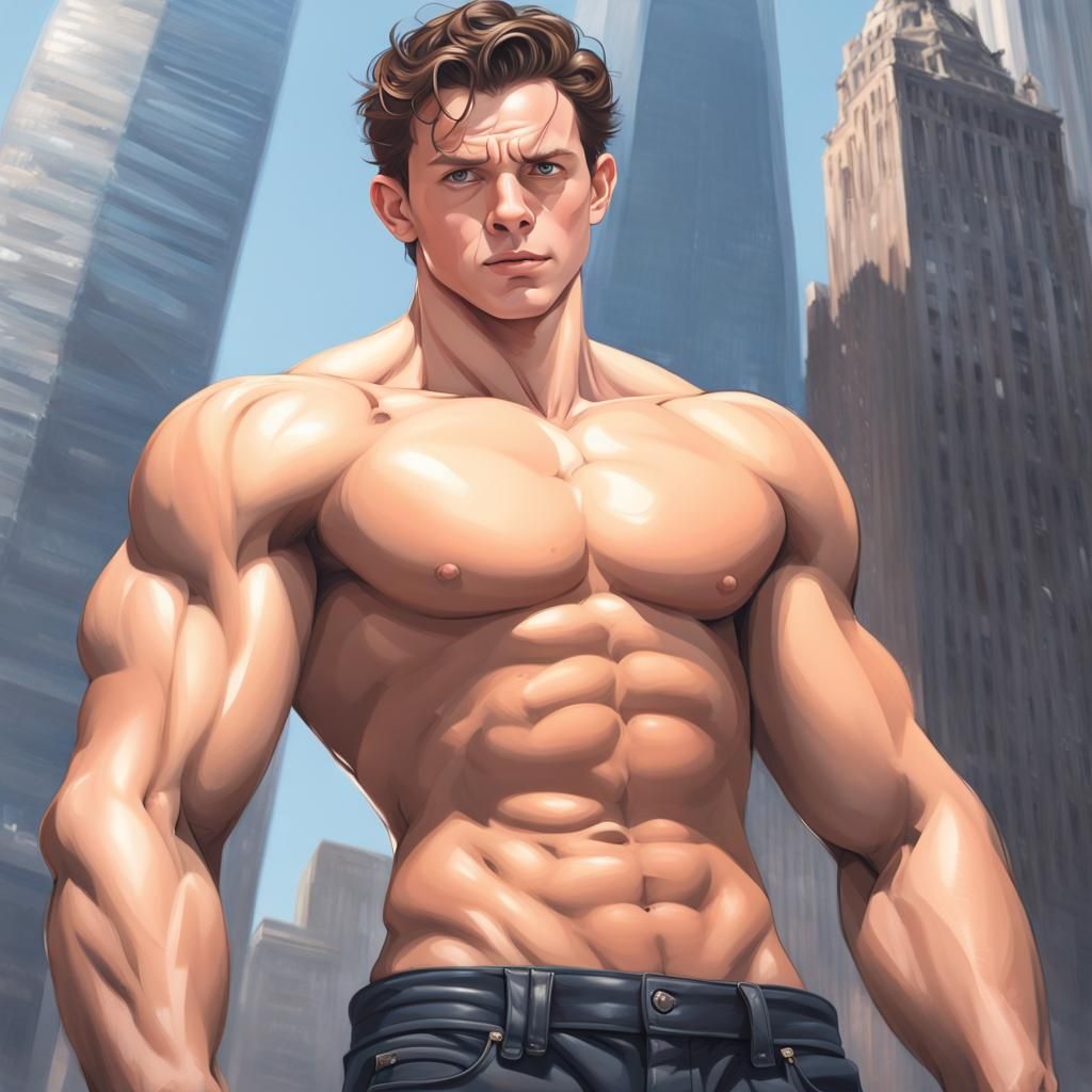 Hyperrealistic Tom Holland: Gigantic Muscles and Skyscraper ...