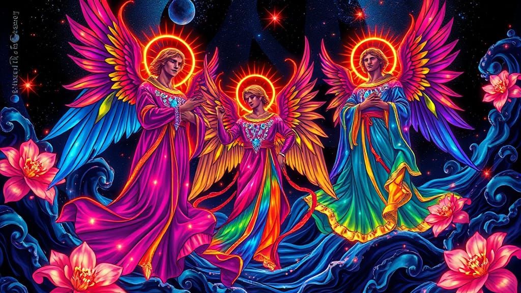 Angelic Figures in Art Nouveau Universe