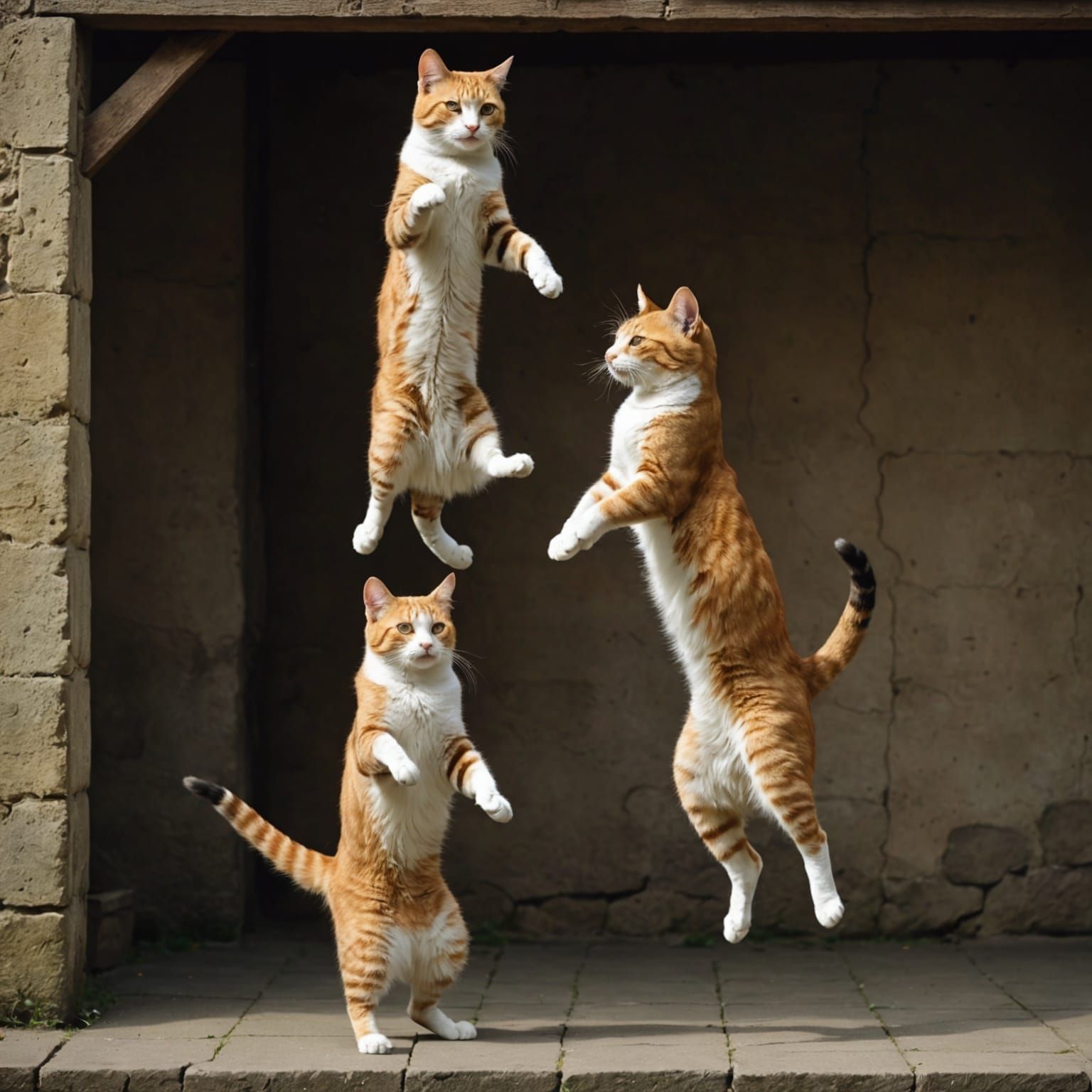Anthropomorphic Cats Doing Acrobatics