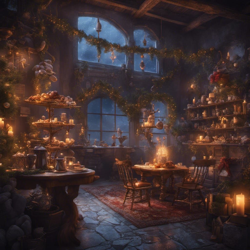 Christmas and Passover Meet for Coffee: Fantasy Art