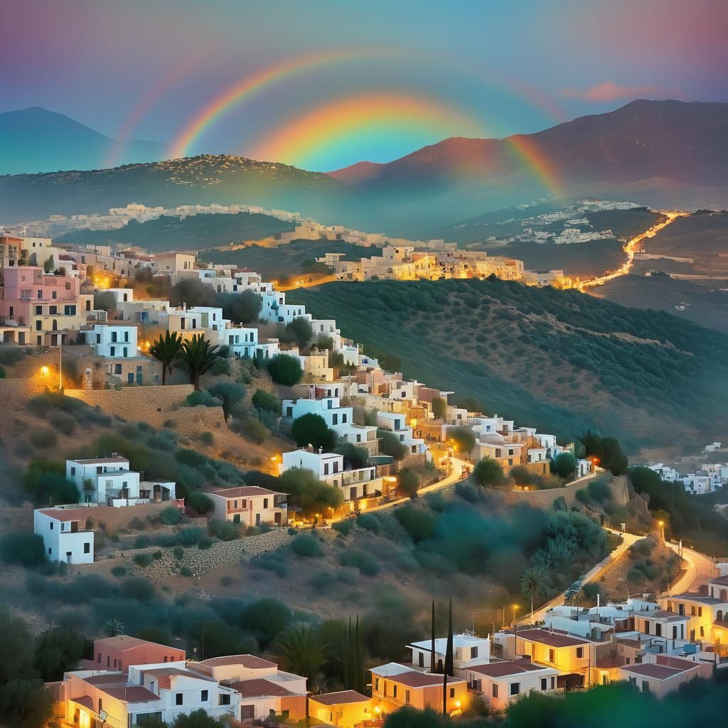 Crete Alleyway Double Exposure, Rainbow Gradient Colors