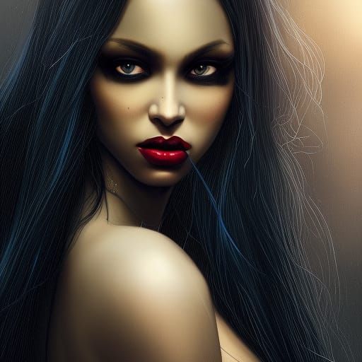 Stunning Vampire Woman Portrait in Digital Art Style