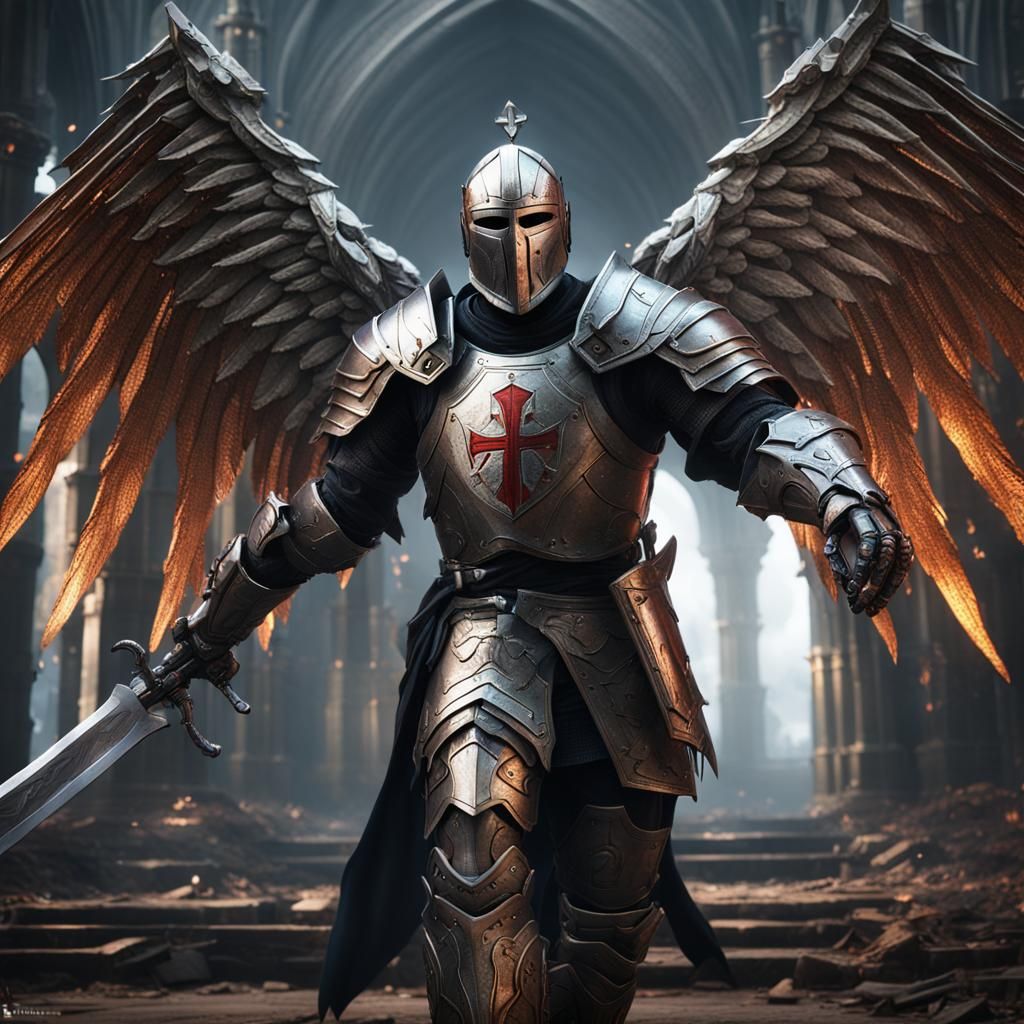 Bionic Knight Templar with Metallic Wings