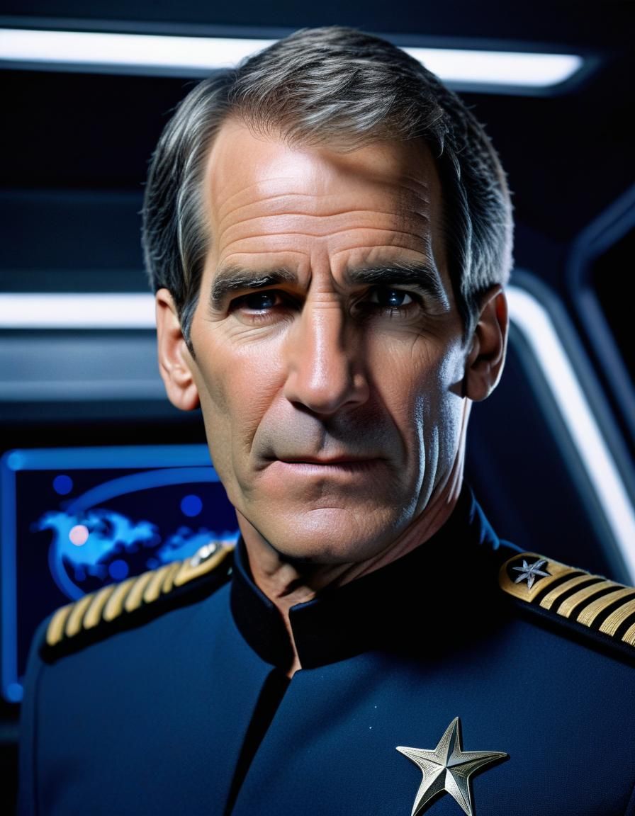 Sci-Fi Portrait of a Starfleet Captain on the Bridge