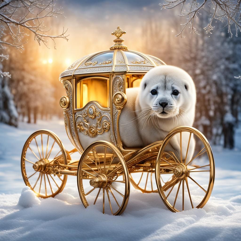 Golden Carriage with Seal Face in Winter