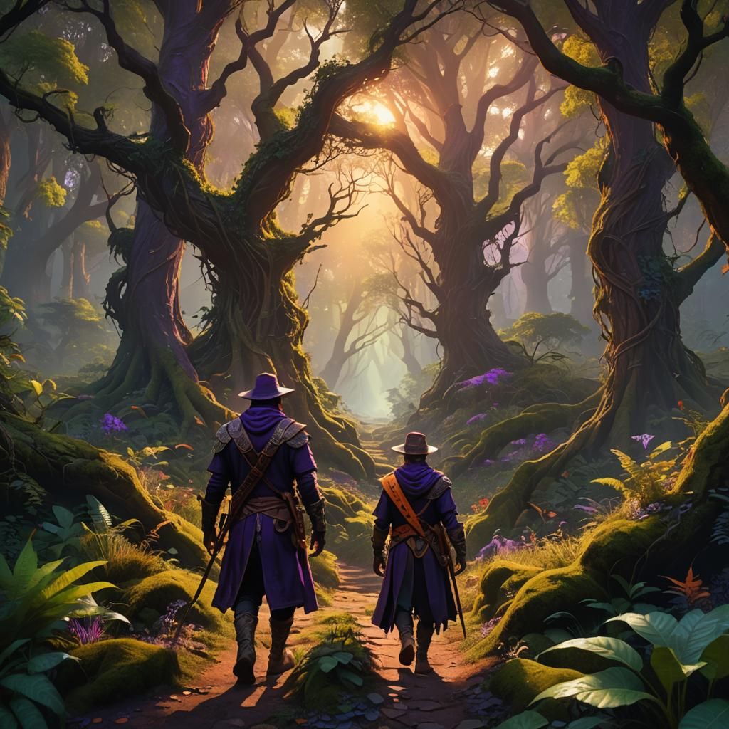 Mystic Adventurer Enters Enchanted Forest: Fantasy Matte Pai...