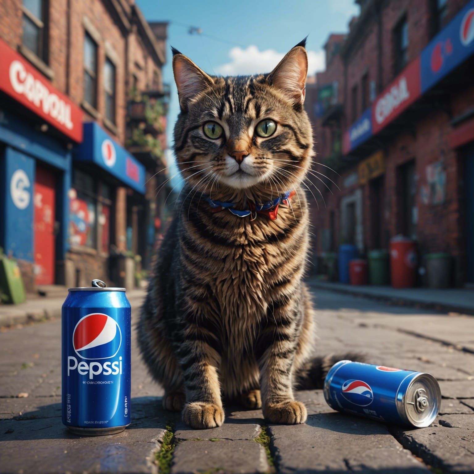 Cat with Pepsi Can: Fantasy Concept Art
