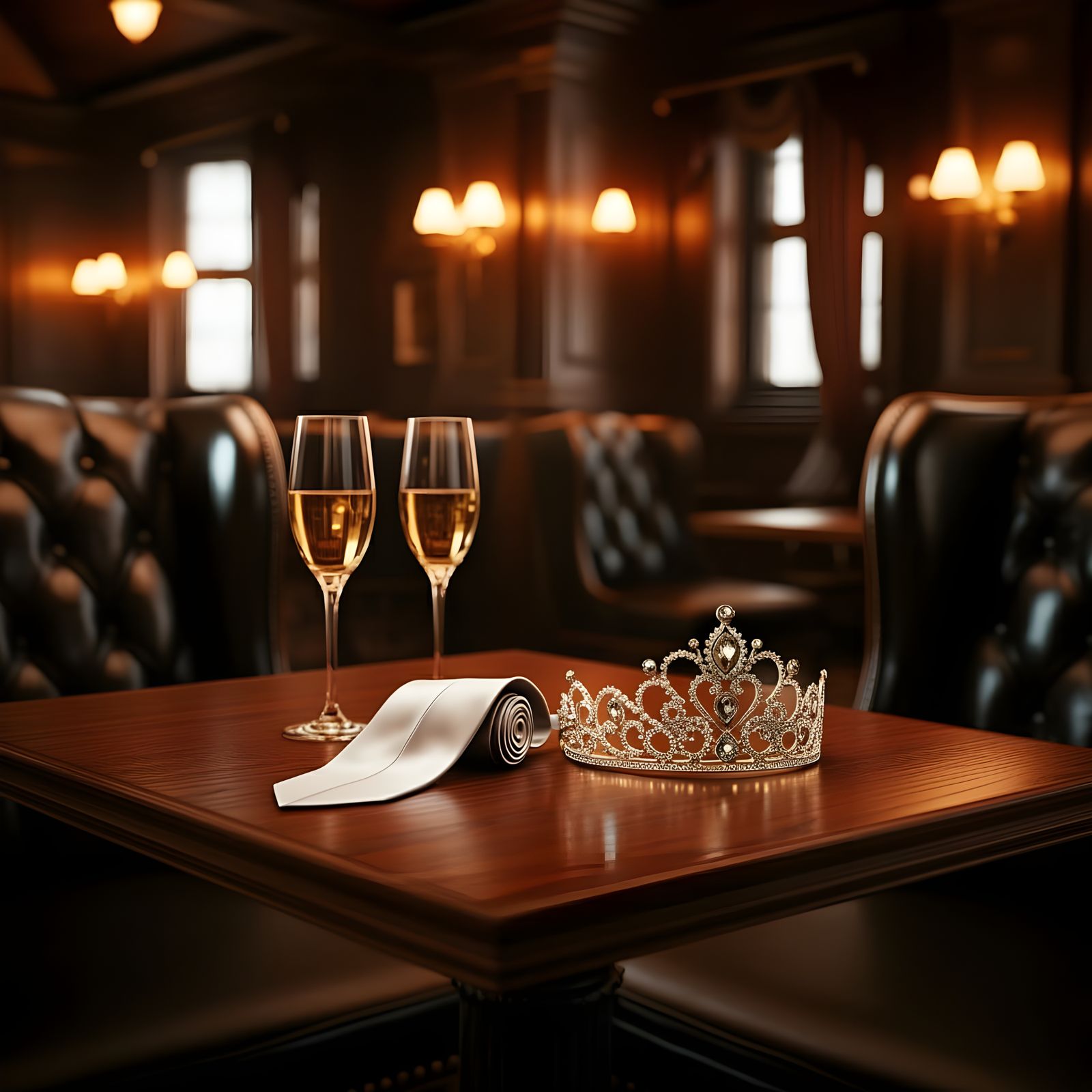 Luxurious High-End Pub Interior with Ties and Tiaras