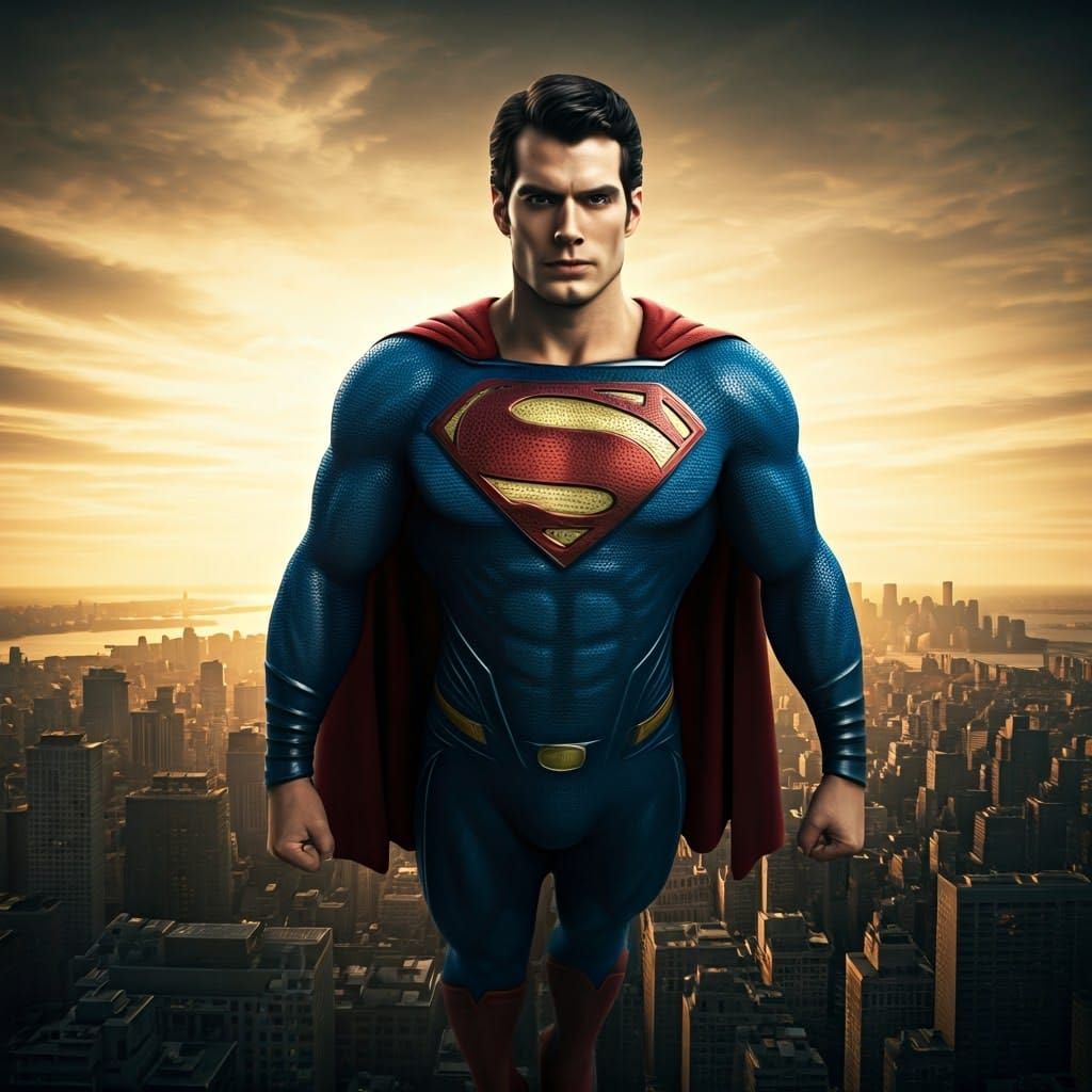 Superman in Epic Flight Over Metropolis