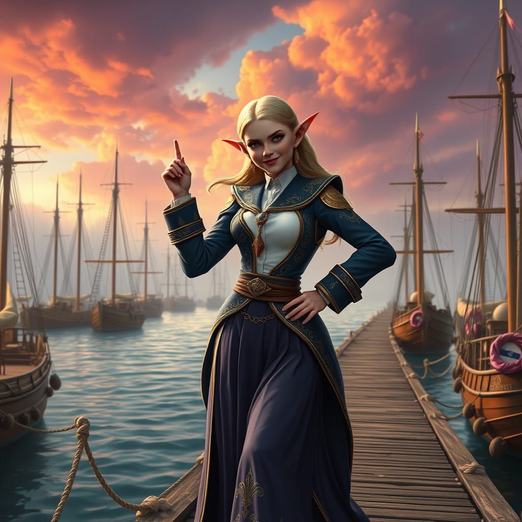 Elegant Elf Sailor Embarks on a Grand Adventure