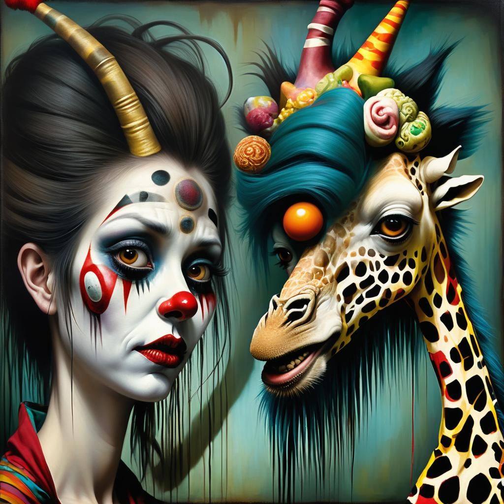 Sinister Clown Profile in Photorealistic Style