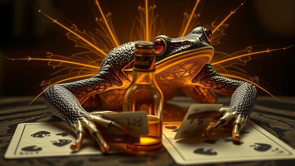 Surreal Poison Dart Frog Duel in Sepia Haze