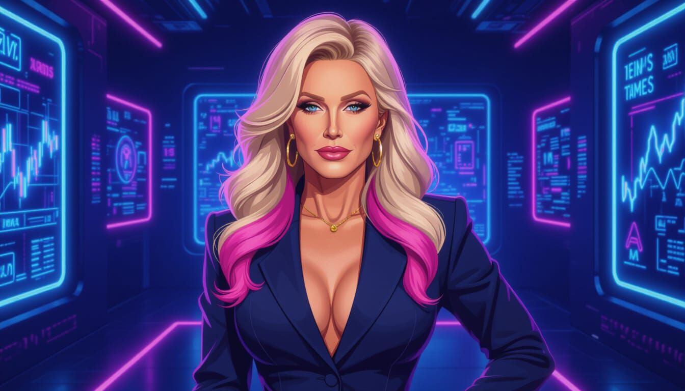 Blonde Pin-Up in Neon Future: Hyperdetailed 8K