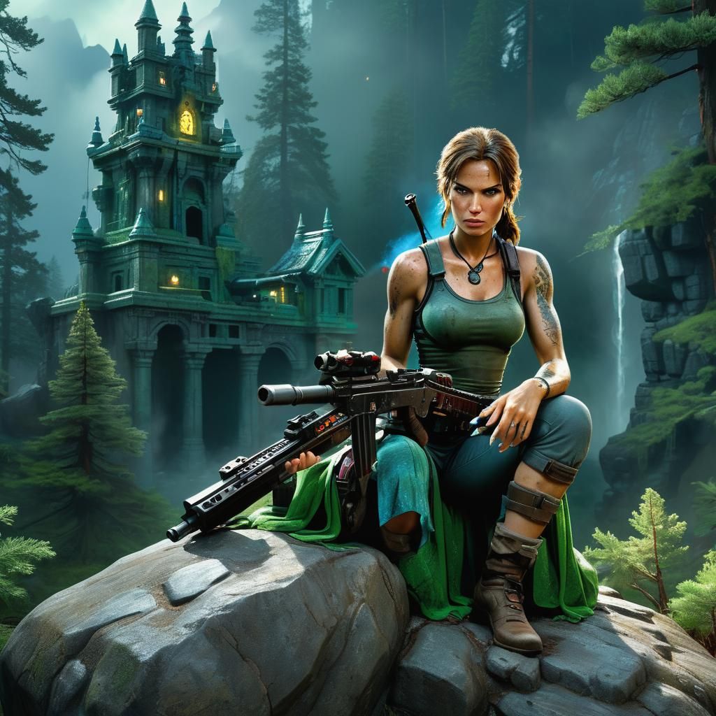 Warrior Queen in Fantasy Landscape, Digital Painting