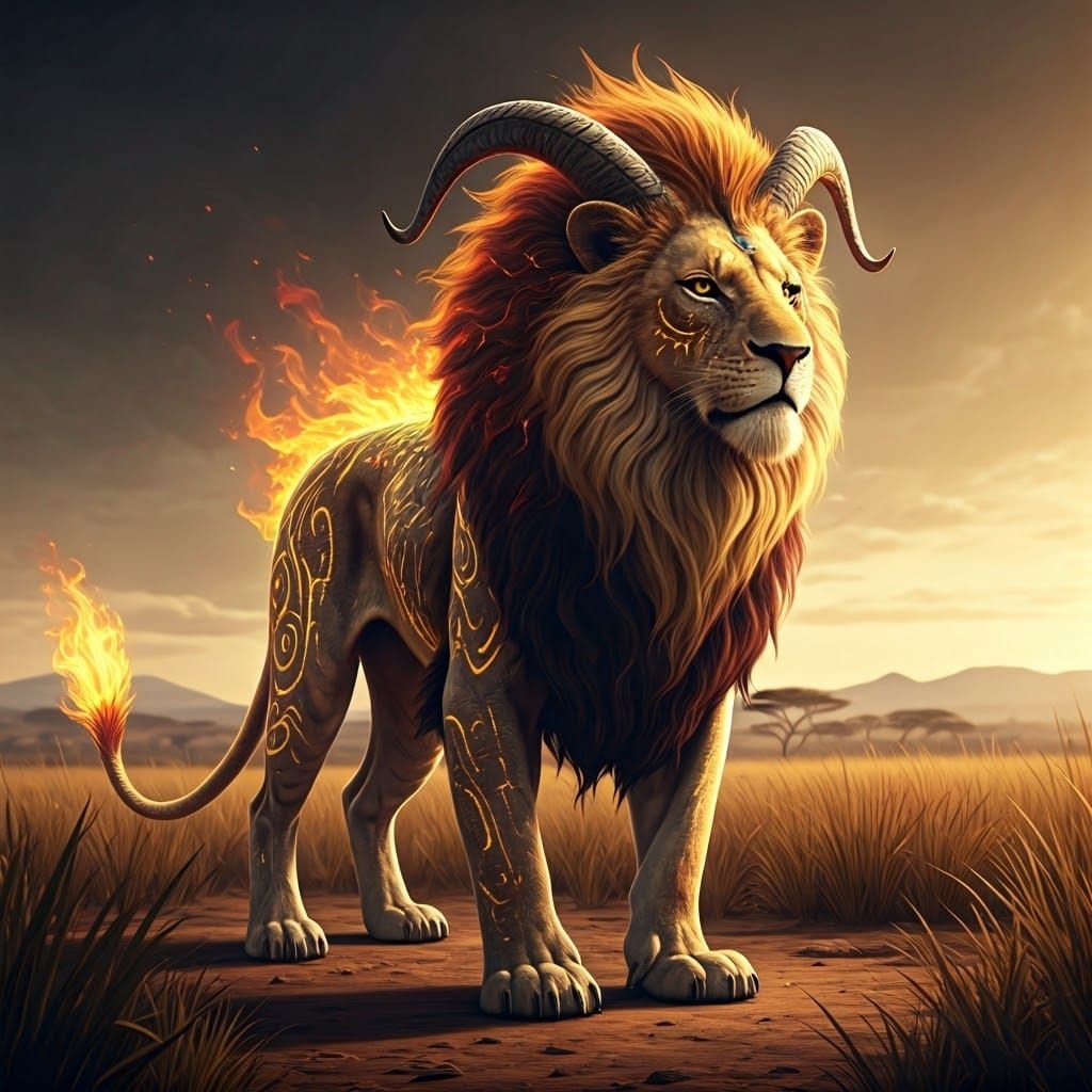 Majestic Protector Spirit in Sun-Kissed Savannah