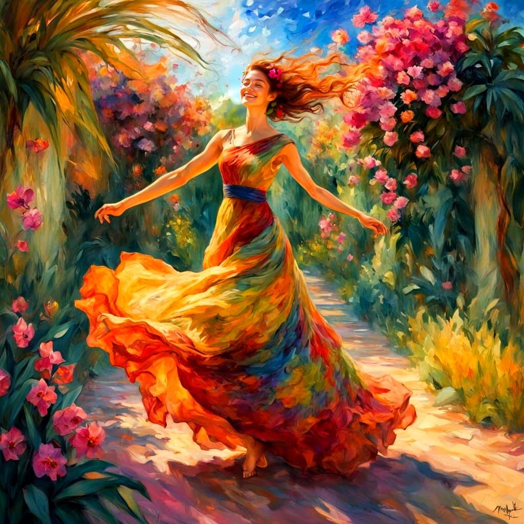 Surreal Spring Goddess Blooms in Vibrant Tropical Paradise