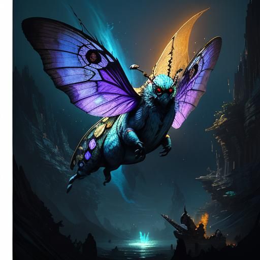 Mothra in Dark Fantasy Style