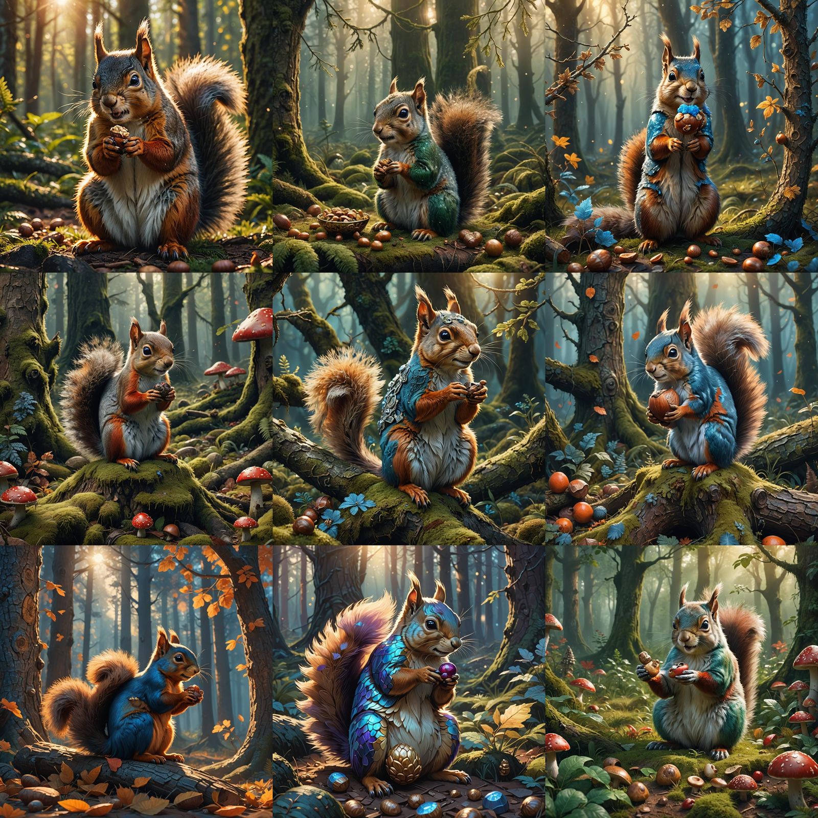 Detailed Painting of a Russian Squirrel Eating a Nut