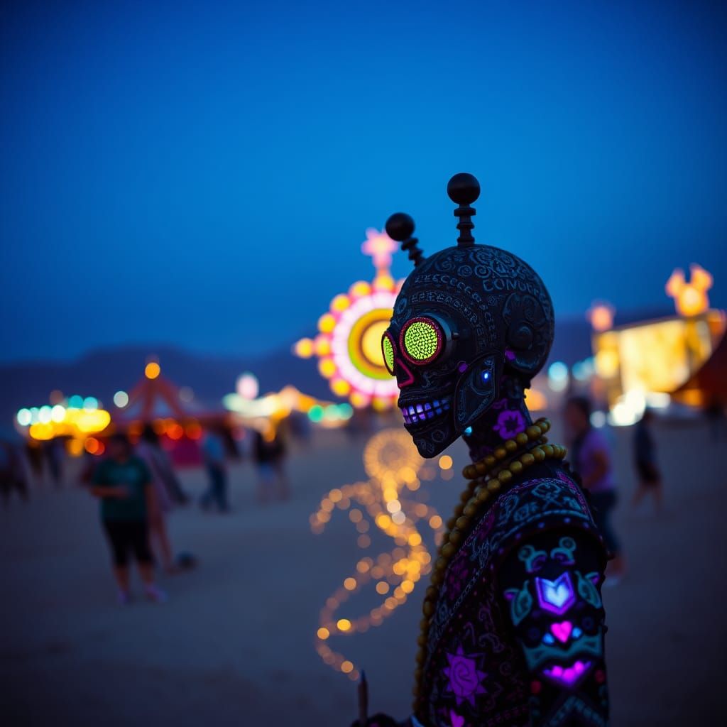 Burning Man Festival Photography in Ornate Style