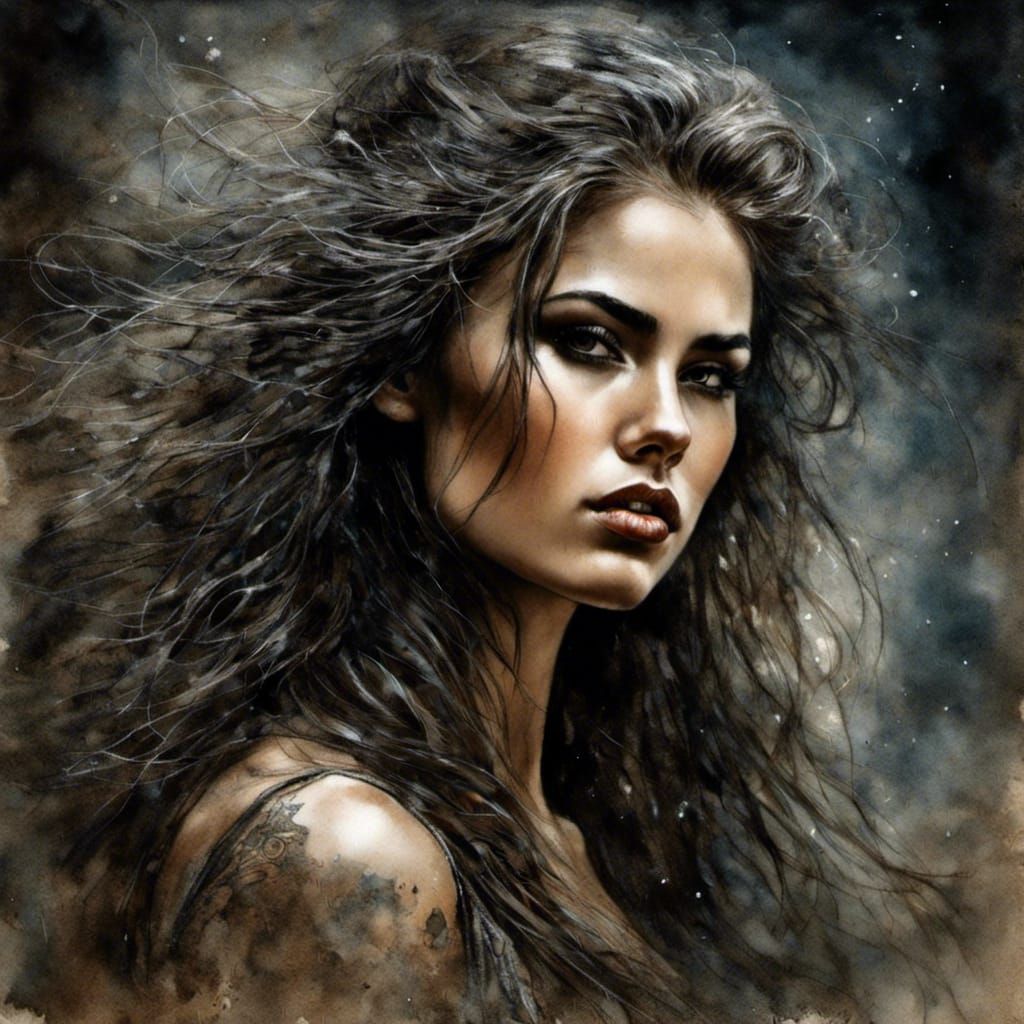 Ethereal Woman in Fantasy World: Luis Royo Style