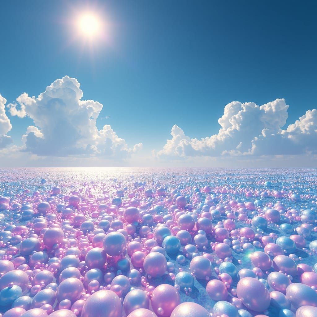 Sea of Iridescent Pearls in Vibrant Unreal Engine 5 Aestheti...
