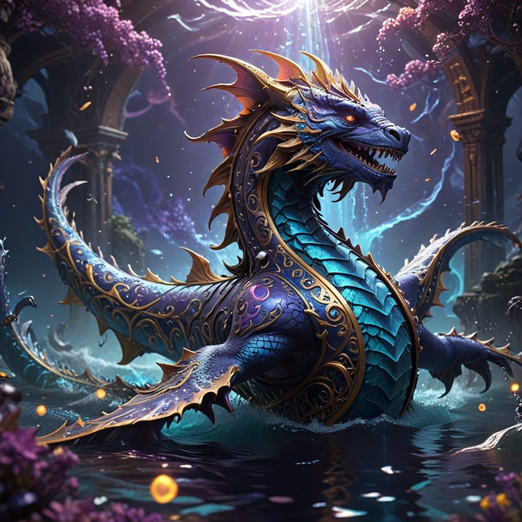 Epic Dark Fantasy Megagod Leviathan in Celestial Glory