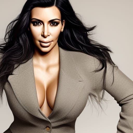 Kim Kardashian Catwalk Portrait, Realistic Photography