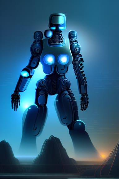 Retro Futuristic Cybernetic Humanoid in Sci-Fi Art