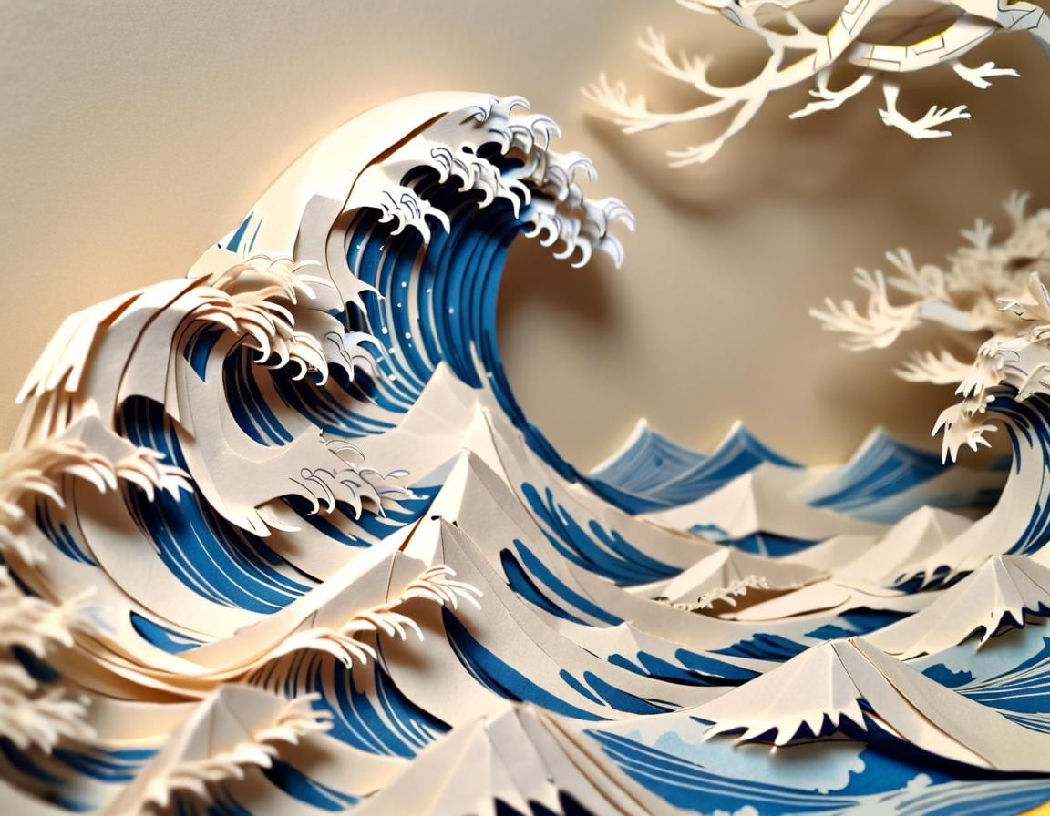 Origami Great Wave Off Kanagawa Papercraft