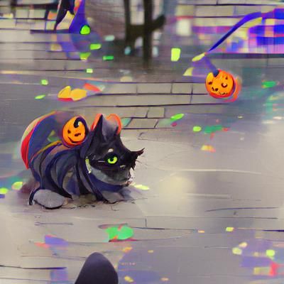 Halloween Cat in Witch Hat