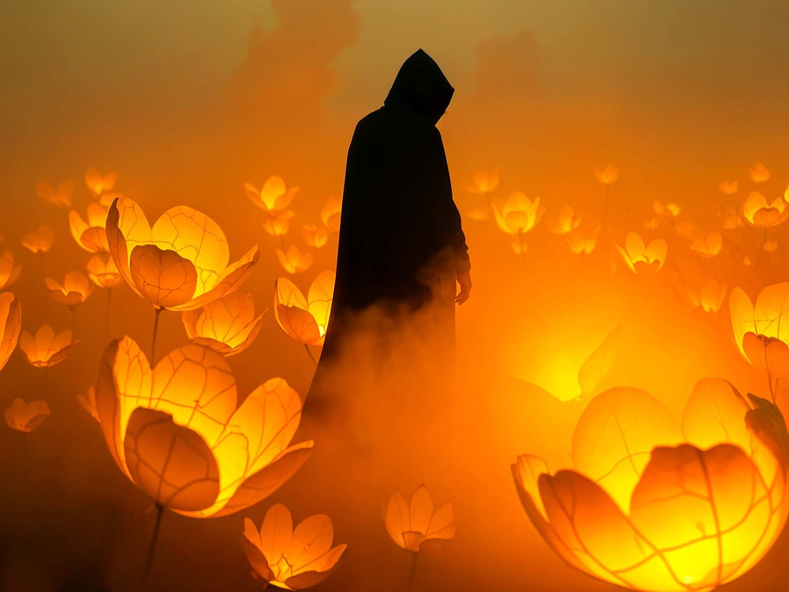 Shadows in a Field of Fractured Porcelain Blooms